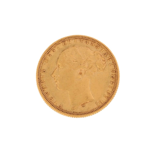 345 - A Victorian full sovereign, 1875, 7.9grams.