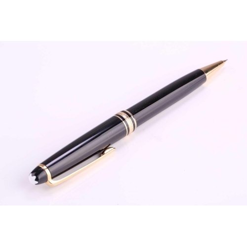 347 - A Montblanc Meisterstuck Pix propelling pencil, with black resin body and cap, and gold plated metal... 