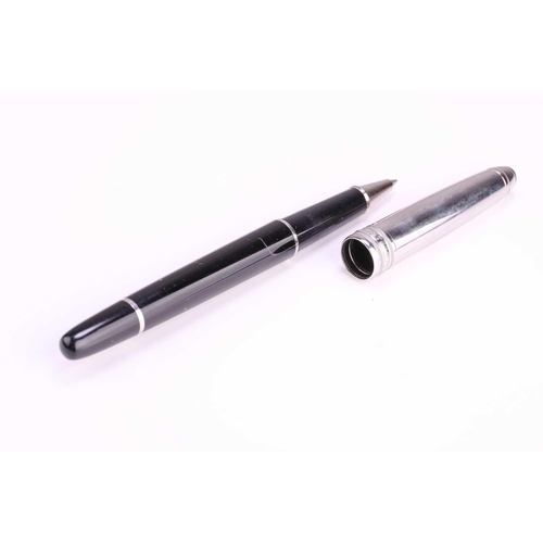 348 - Montblanc Meisterstück rollerball pen, with steel cap and black resin barrel, white-tone hardware, a... 