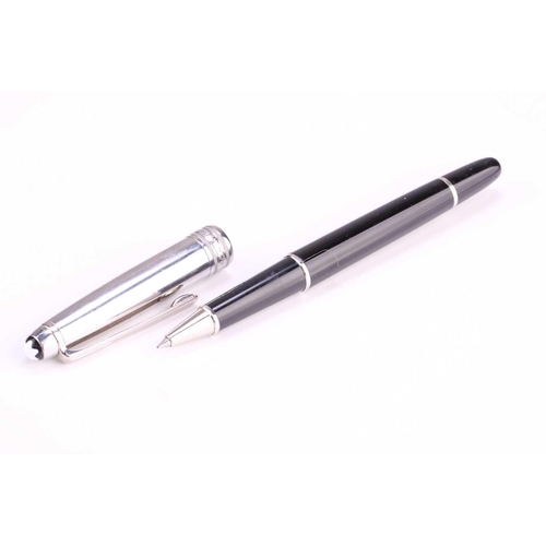 348 - Montblanc Meisterstück rollerball pen, with steel cap and black resin barrel, white-tone hardware, a... 