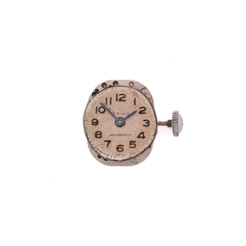 405 - An Art Deco Lady's dress watch, featuring a hand-wound Swiss movement in a white metal case stamped ... 