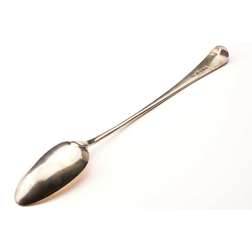 436 - A George III silver stilton scoop, London 1794, a silver fiddle pattern fish slice, London 1806, tog... 