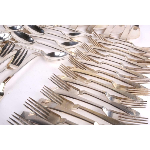 441 - An extensive German silver (800) Art Deco part canteen of silver flatware and cuttlery Including: 23... 