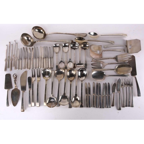 441 - An extensive German silver (800) Art Deco part canteen of silver flatware and cuttlery Including: 23... 