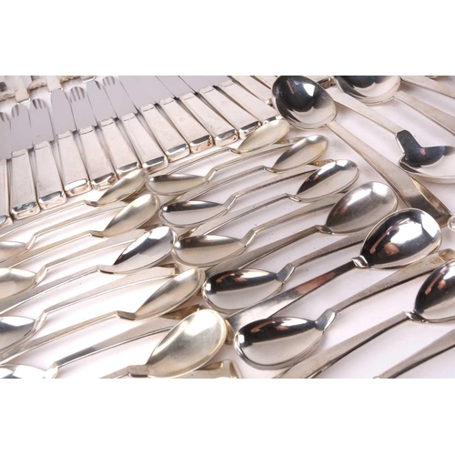 441 - An extensive German silver (800) Art Deco part canteen of silver flatware and cuttlery Including: 23... 