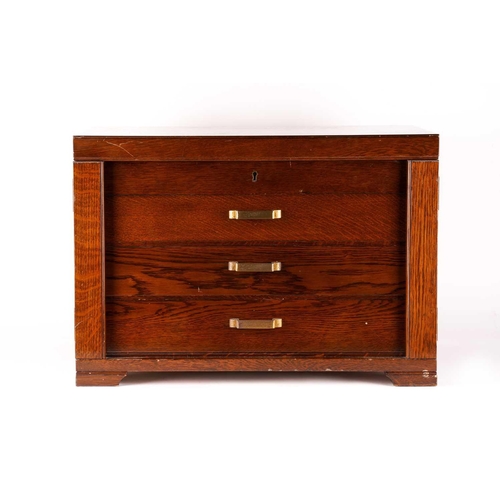 477 - A large silver plated canteen in oak three drawer case for twelve place settings, comprising of twel... 