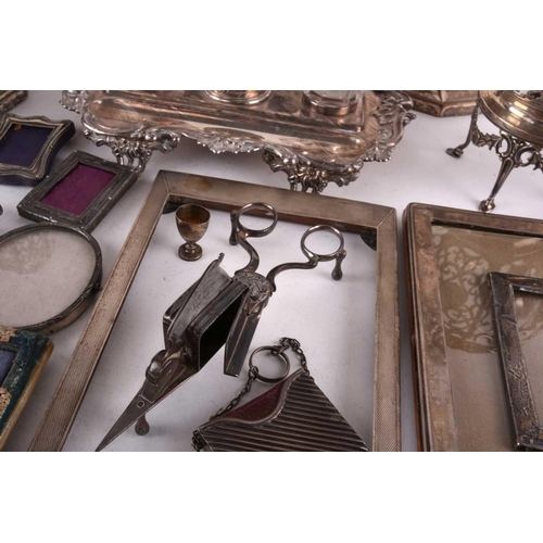 482 - A mixed collection of silver and silver plate to include a pierced silver basket with swing handle o... 