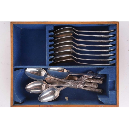 497 - A matched canteen of Kings pattern and other silver flatware, various dates & makers to include Will... 