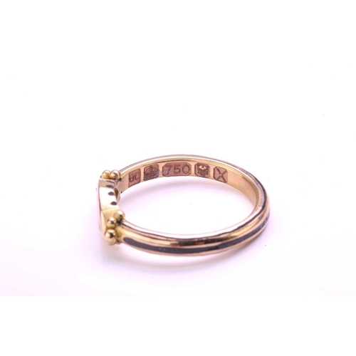 63 - A diamond solitaire ring, containing a horizontally mounted marquise-shaped diamond, approximately m... 