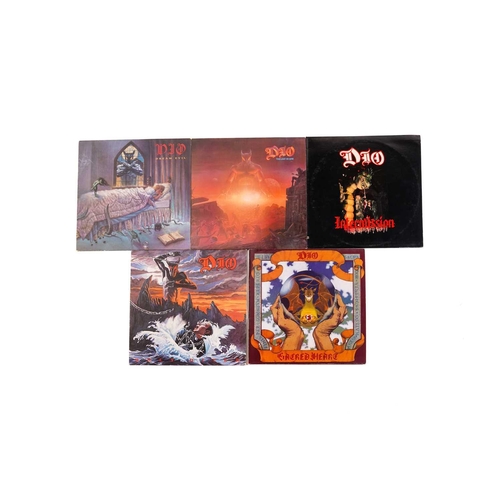 198 - Dio: 5 vinyl LPs, comprising Holy Diver, Sacred Heart, Intermission, The Last In Line, and Dream Evi... 