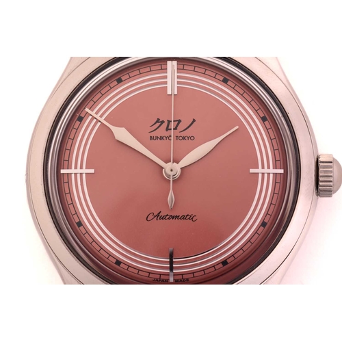 365A - A Kurono Toki Bunkyo Tokyo Limited Edition stainless steel automatic wrist watch, the pink dial with... 