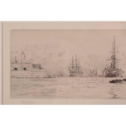 102 - William Lionel Wyllie (1851 – 1931) Warships in Portsmouth Harbour – Victory Afloat, original drypoi... 