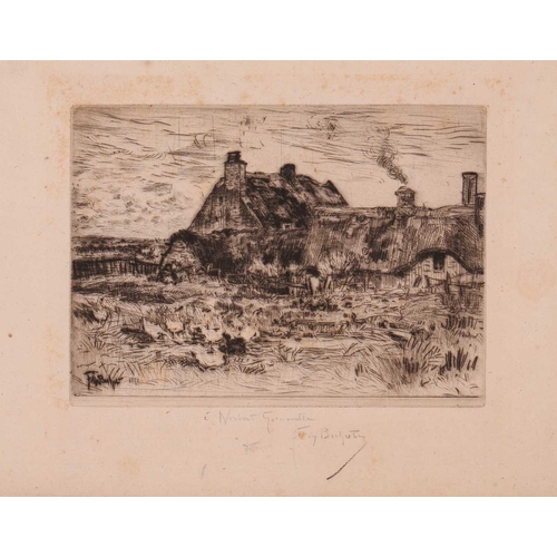 109 - Felix Buhot (1847 – 1898), 'Les Petites Chaumieres', very fine signed proof etching, old tape marks ... 