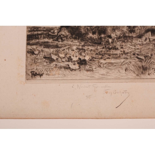 109 - Felix Buhot (1847 – 1898), 'Les Petites Chaumieres', very fine signed proof etching, old tape marks ... 