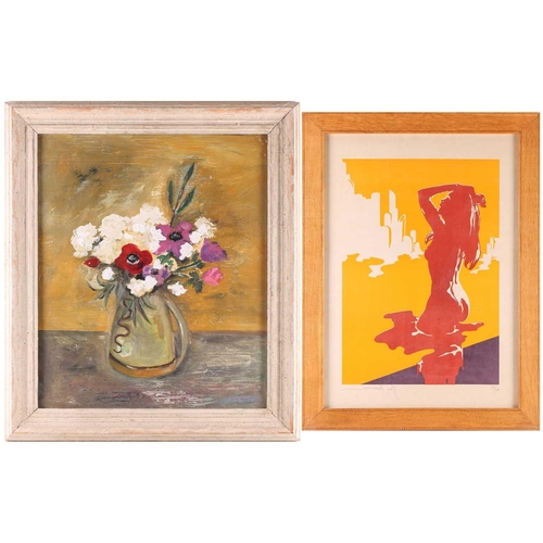 11 - † Sally Vaughan, Still life of flowers in a jug, signed, oil on canvas, framed and glazed, 61 x 51 c... 