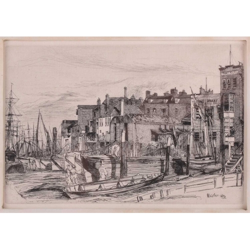 110 - James Abbot McNeill Whistler (1834 - 1903), The Thames Police (Wapping Wharf), etching, signed & dat... 