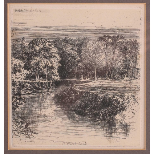 111 - Francis Seymour Haden (1818 - 1910), Kew side, signed within the plate, Harrington 82, plate 15cm x ... 