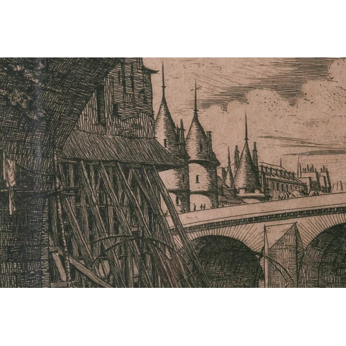 114 - Charles Meryon (1821 – 1868), L’Arche du Pont Notre Dame, original etching, 1853, printed by Meryon,... 