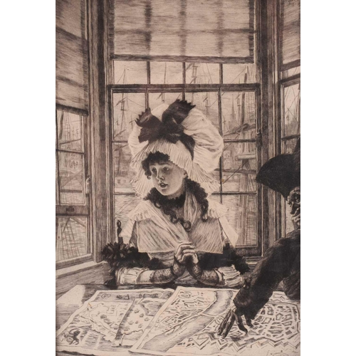 116 - James Jacques Joseph Tissot (1836 – 1902), Histoire Ennuyeuse, etching, signed and dated 1878 within... 