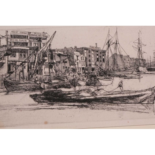 117 - James Abbot McNeill Whistler (1834 - 1903), Thames Warehouses, Kennedy 38 ii, etching, signed & date... 