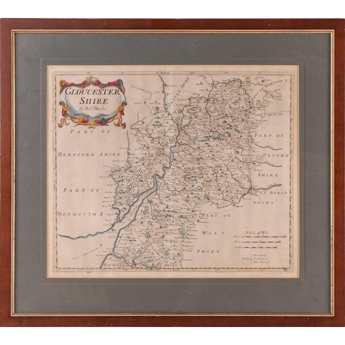 119 - Robert Morden, seven hand tinted maps, comprising Essex, 34.5cm x 41.5cm; Hertfordshire, 36.5cm x 45... 