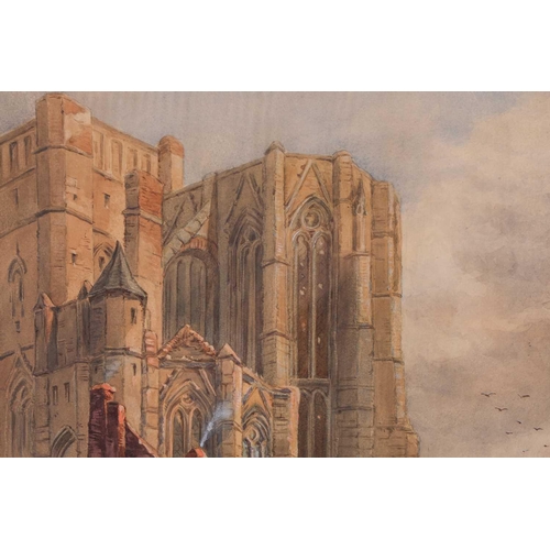 13 - F. Taylor, (19th century), French street with a ruined church, signed and dated 'Sep '80', watercolo... 