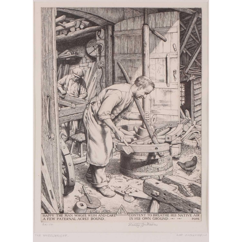 135 - Alfred Charles Stanley Anderson CBE, RA, (1884 - 1966), The Wheelwright, line engraving, from an edi... 