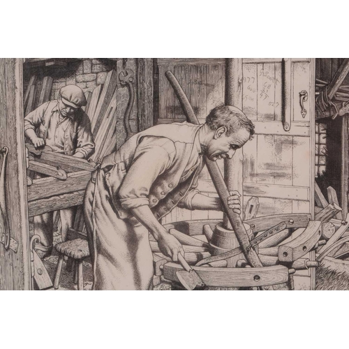 135 - Alfred Charles Stanley Anderson CBE, RA, (1884 - 1966), The Wheelwright, line engraving, from an edi... 