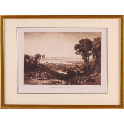 139 - Joseph Mallord William Turner (1775 - 1851), three sepia mezzotints, Junction of the Severn & Wye, p... 