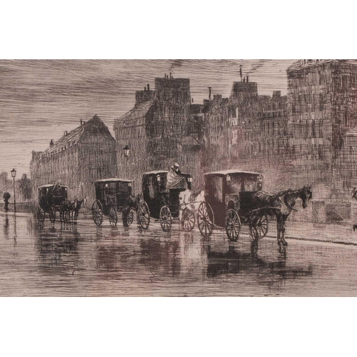 149 - Felix Buhot (1847 – 1898), Une Matinee D’Hiver Au Quai de L’Hotel Dieu, signed within the plate, Bou... 