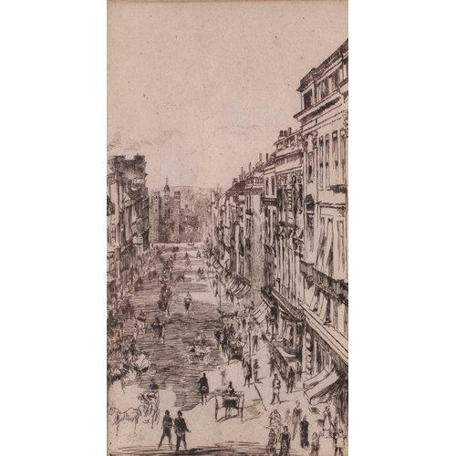 158 - James Abbot McNeill Whistler (1834 - 1903), St James’s Street, London, drypoint etching, butterfly m... 