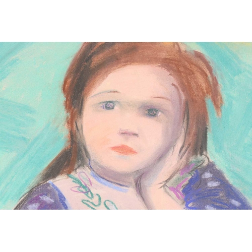 159 - † Vivien John (1915-1994), Little girl seated at a desk, signed, pastel on paper, framed and mounted... 