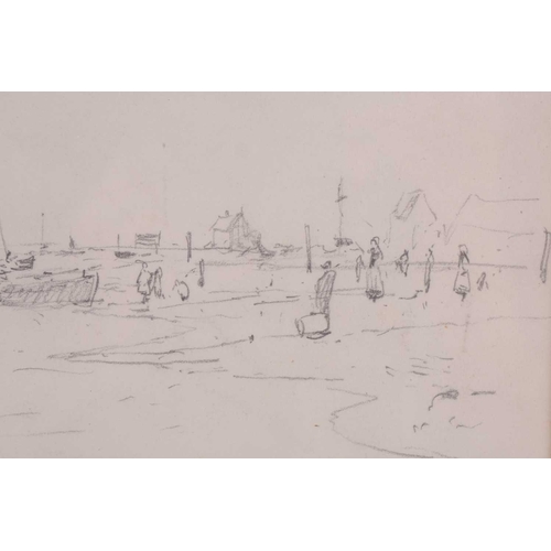 161 - William Wyllie (1851-1931), 'Fishing Fleet', pencil drawing, 14.5 cm x 24 cm framed and glazed.