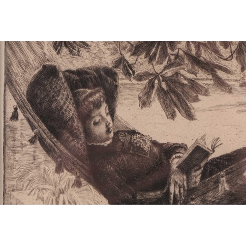 170 - James Jacques Joseph Tissot (1836 – 1902), Le Hamac, etching, signed and dated 1880 on the plate, Be... 