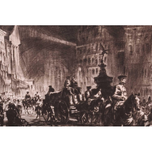 171 - Sir David Muirhead Bone (1876 – 1953), Piccadilly Circus 1916, signed in pencil in the margins, plat... 