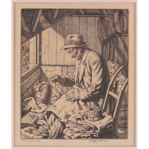 174 - Alfred Charles Stanley Anderson CBE, R.A (1884 - 1966), Hyden -The Old Shepherd, line engraving, sig... 