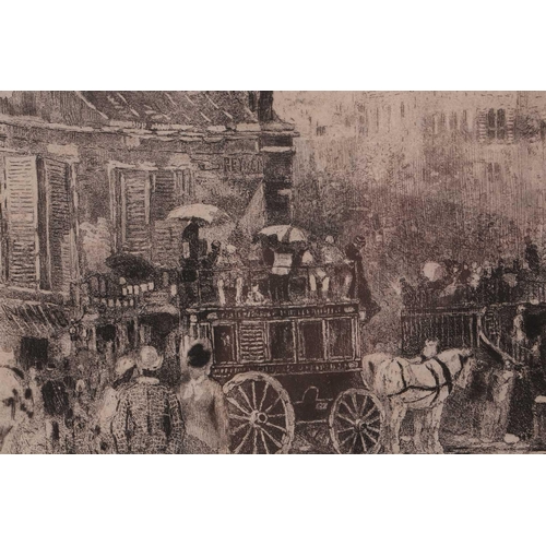 181 - Felix Buhot (French, 1847 – 1898), La Place Pigalle en 1878, etching & aquatint, Bourcard 129, image... 