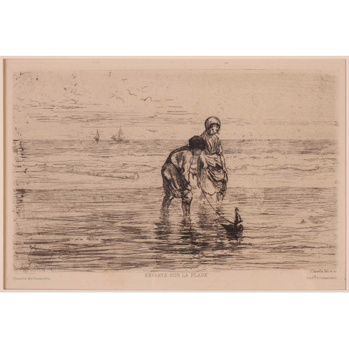 184 - Jozef Israels (1824 – 1911) The Old Couple, etching, circa 1870, Hubert VIII, Zilcken 7, plate 10cm ... 