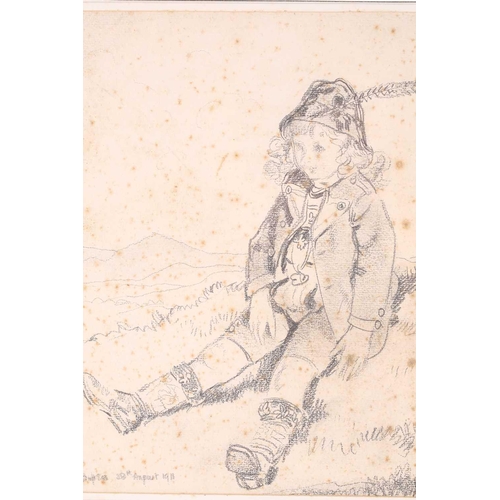 194 - Sir William Orpen RA RI HRHA (1878-1931), pencil sketch of a boy in lederhosen, signed and dated in ... 