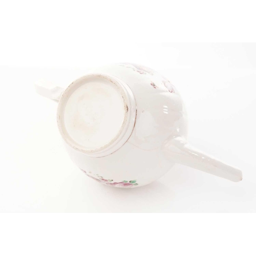 219 - A Chinese Famile Rose porcelain bullet teapot and cover, Qianlong, 18th century, the body fitted wit... 