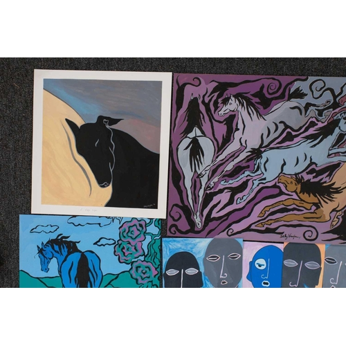 23 - † Sally Vaughan, two folios of designs, including 'A Dog's Life', signed and dated '90, gouache on p... 