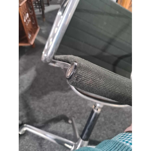 260 - Two Charles Eames vintage ICF (licensed) aluminium group armchairs with dark green and charcoal grey... 