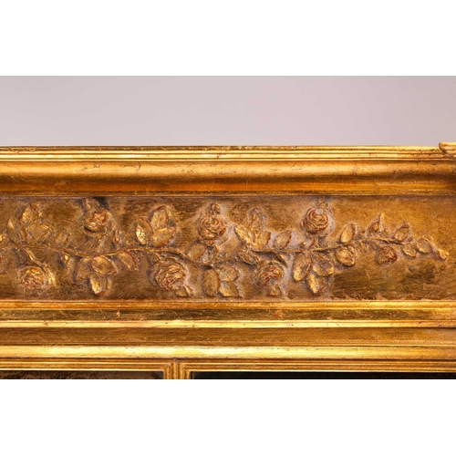 265 - A Regency style inverted breakfront, rectangular giltwood overmantle mirror, 20th century, with rais... 