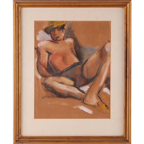 27 - † Attributed to Duncan Grant, portrait of young man, unsigned watercolour, framed, 33 cm x 25 cmPriv... 