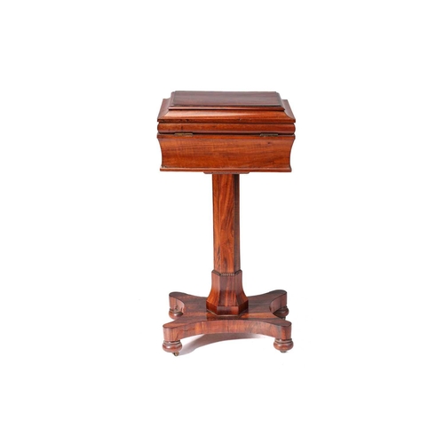 270 - A William IV rosewood teapoy, the moulded hinged lid enclosing four removable lidded caddies and two... 