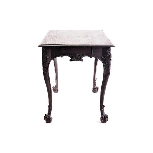 281 - An early 18th-century style carved oak side table with a single frieze drawer with a large shell mot... 