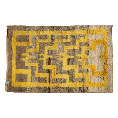 311 - A vintage Turkish Tullu (shaggy) rug with a repetitive stepped 