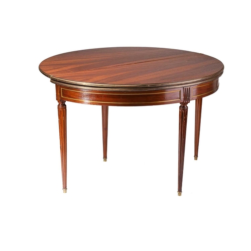 327 - A French mahogany Second Empire style demi lune gaming/tea table, 20th century, with tripple top, th... 