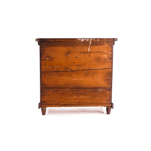 339 - A Victorian pitch pine miniature chest of drawers, fitted two short over two long drawers flanked by... 