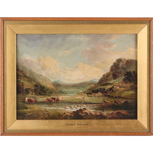 34 - Attributed to Alfred Vickers (1786-1868), Cattle in a Highland landscape, unsigned, oil on canvas, l... 